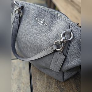 Authentic Coach Gray Kelsey Satchel Pebbled Leather Crossbody Purse J1648-F36675